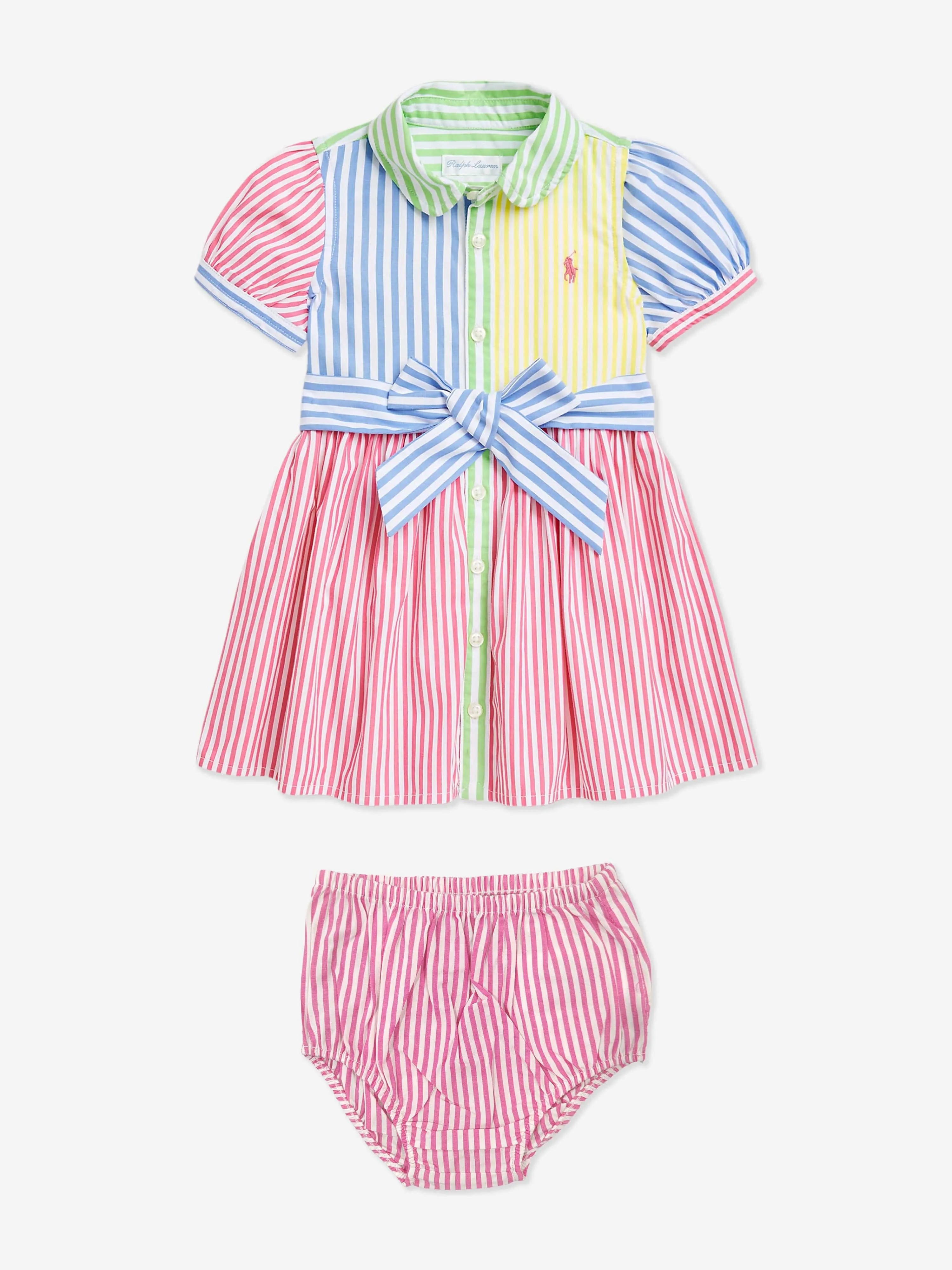 Gestreiftes Shirt-Kleid für Baby-Mädchen in Rosa