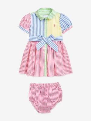 Gestreiftes Shirt-Kleid für Baby-Mädchen in Rosa