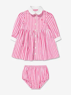 Gestreiftes Shirt-Kleid für Baby-Mädchen in Rosa