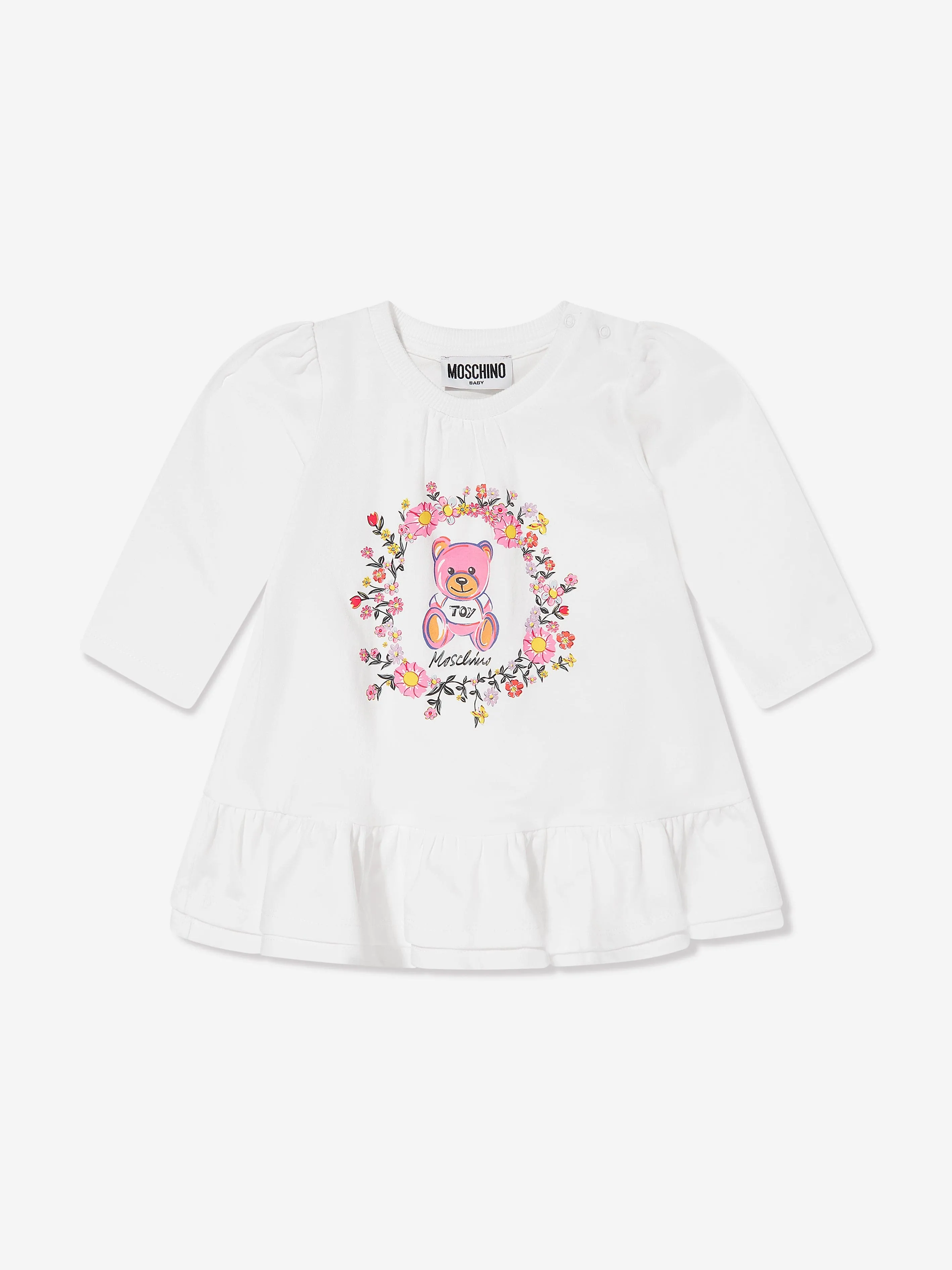 Teddybär-Kleid für Baby-Mädchen in Elfenbein