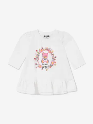 Teddybär-Kleid für Baby-Mädchen in Elfenbein