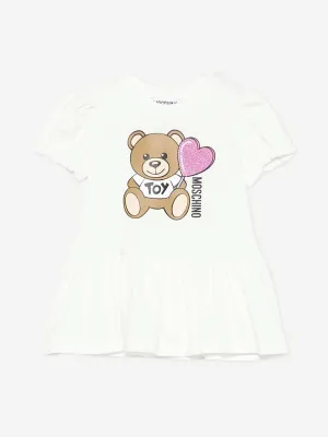 Teddybär-Kleid für Baby-Mädchen in Elfenbein