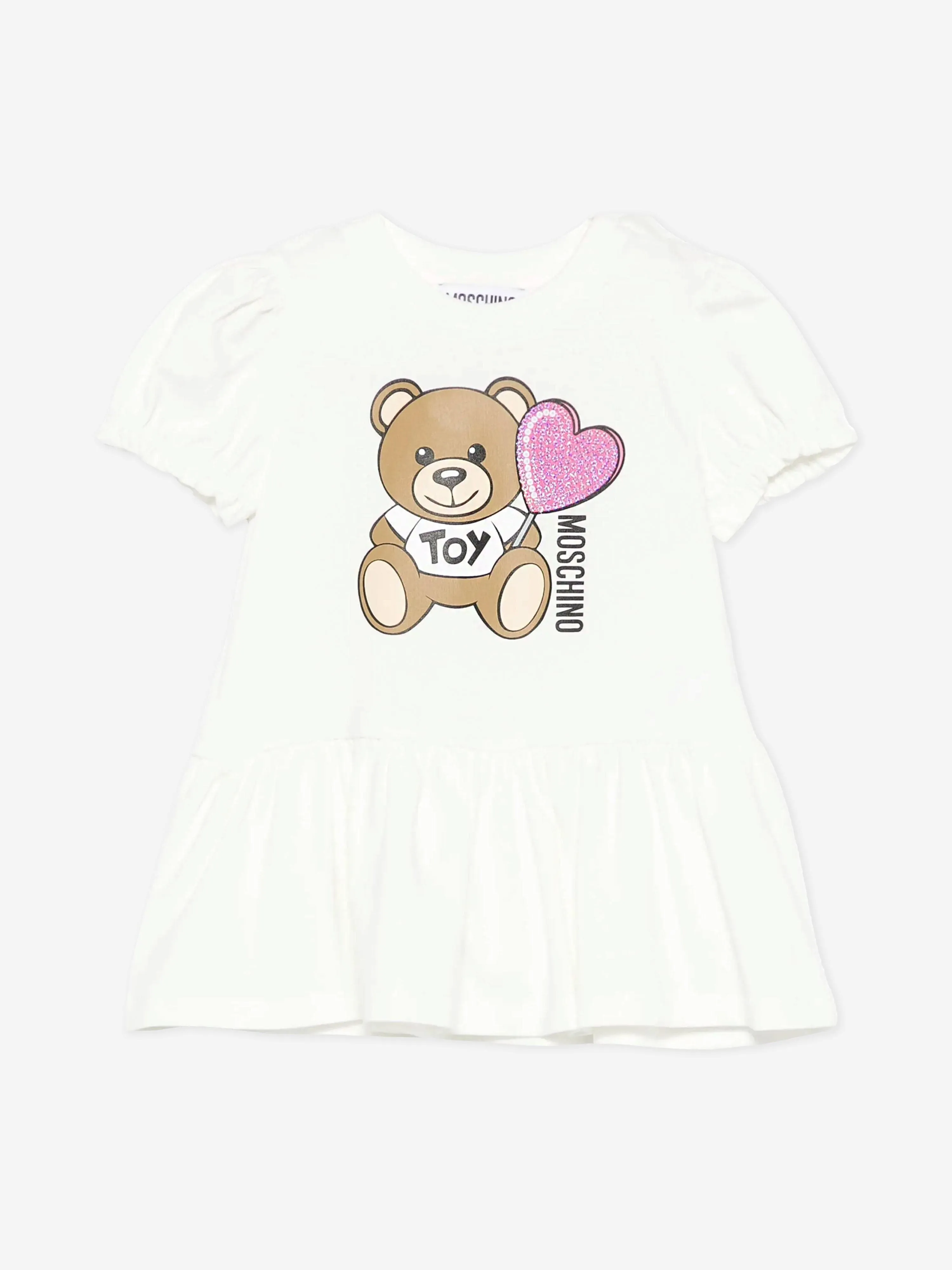 Teddybär-Kleid für Baby-Mädchen in Elfenbein