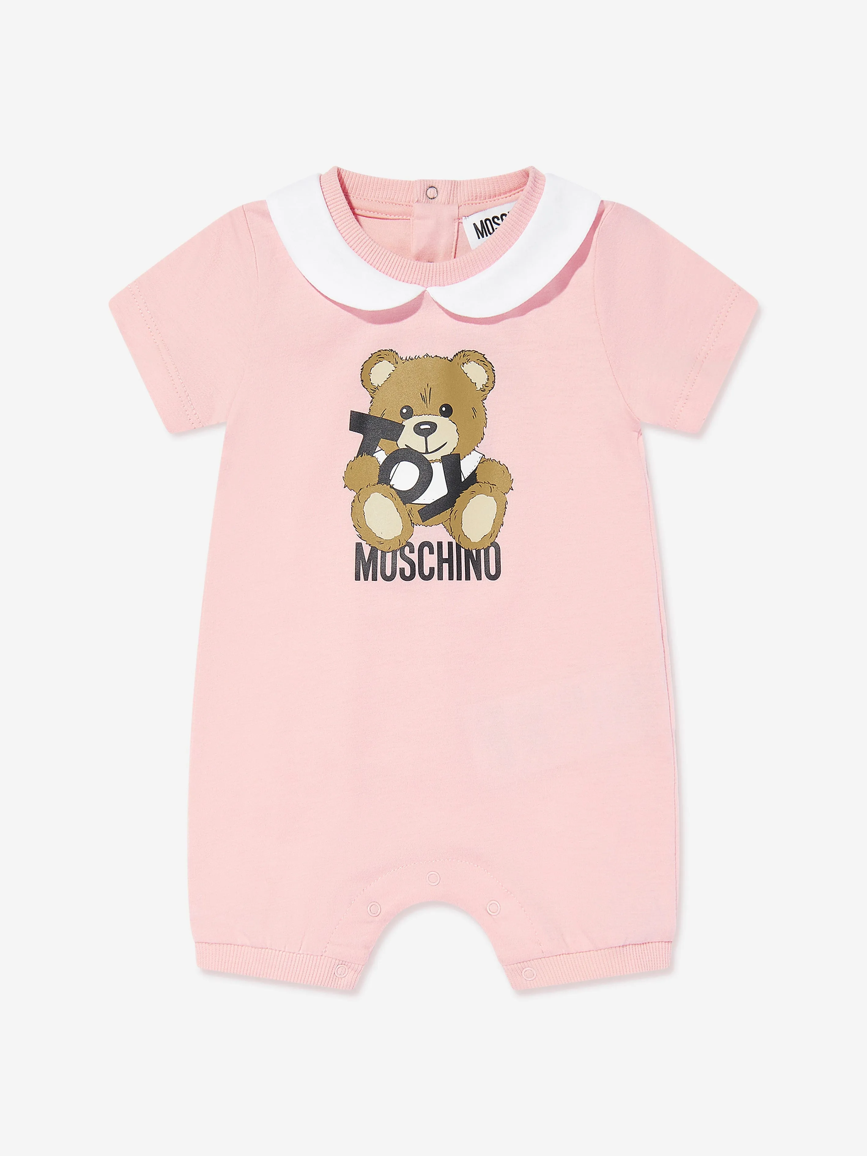 Rosa Strampler mit Teddybär-Logo für Babygirls