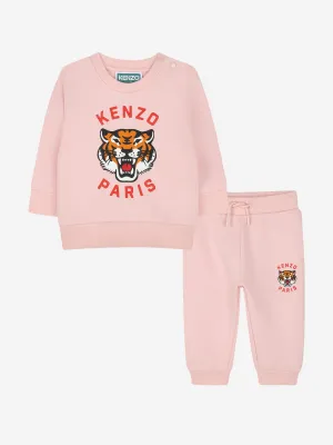 Rosa Baby-Mädchen-Tiger-Logo-Tracksuit