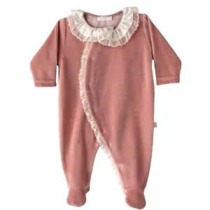 Baby Mädchen Velour Pink Rüschen Bodysuit