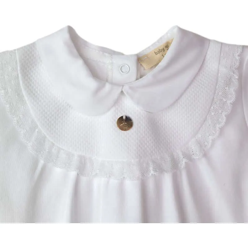 Weißer Baumwoll-Babybody für Mädchen