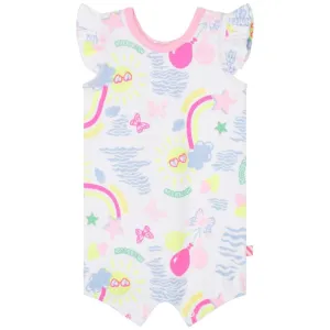 Weiße Baumwoll-Strampler für Baby-Mädchen