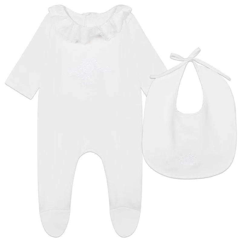 Bio-Babyoverall-Set in Weiß für Mädchen