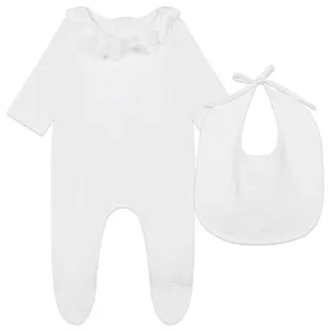 Bio-Babyoverall-Set in Weiß für Mädchen
