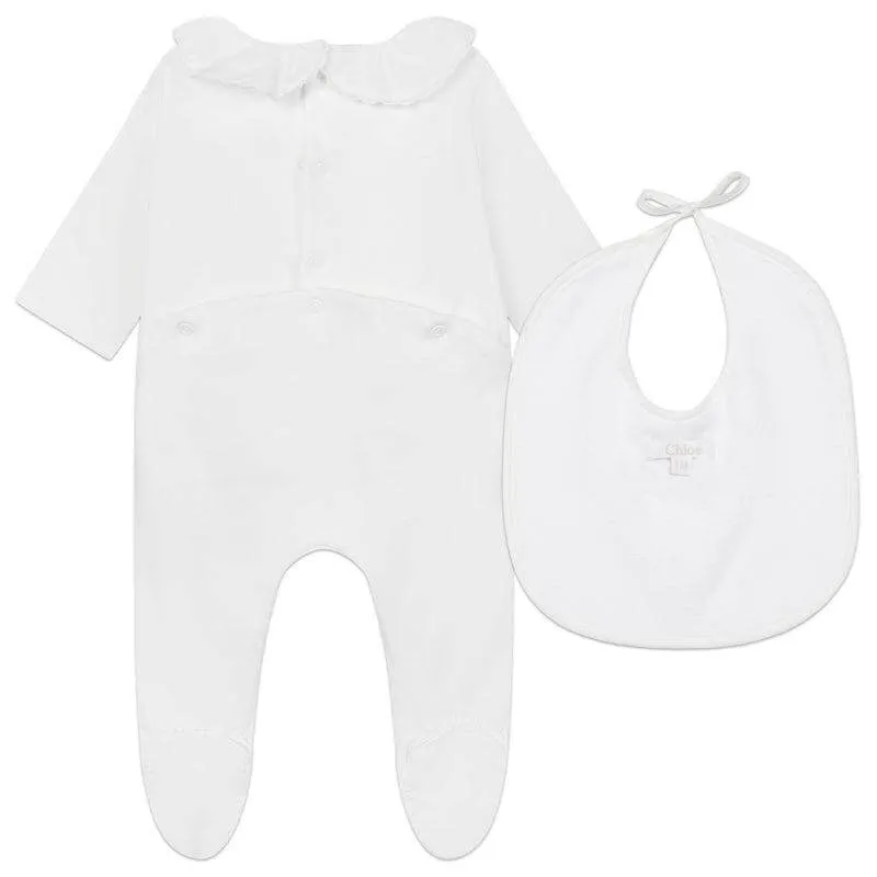 Bio-Babyoverall-Set in Weiß für Mädchen