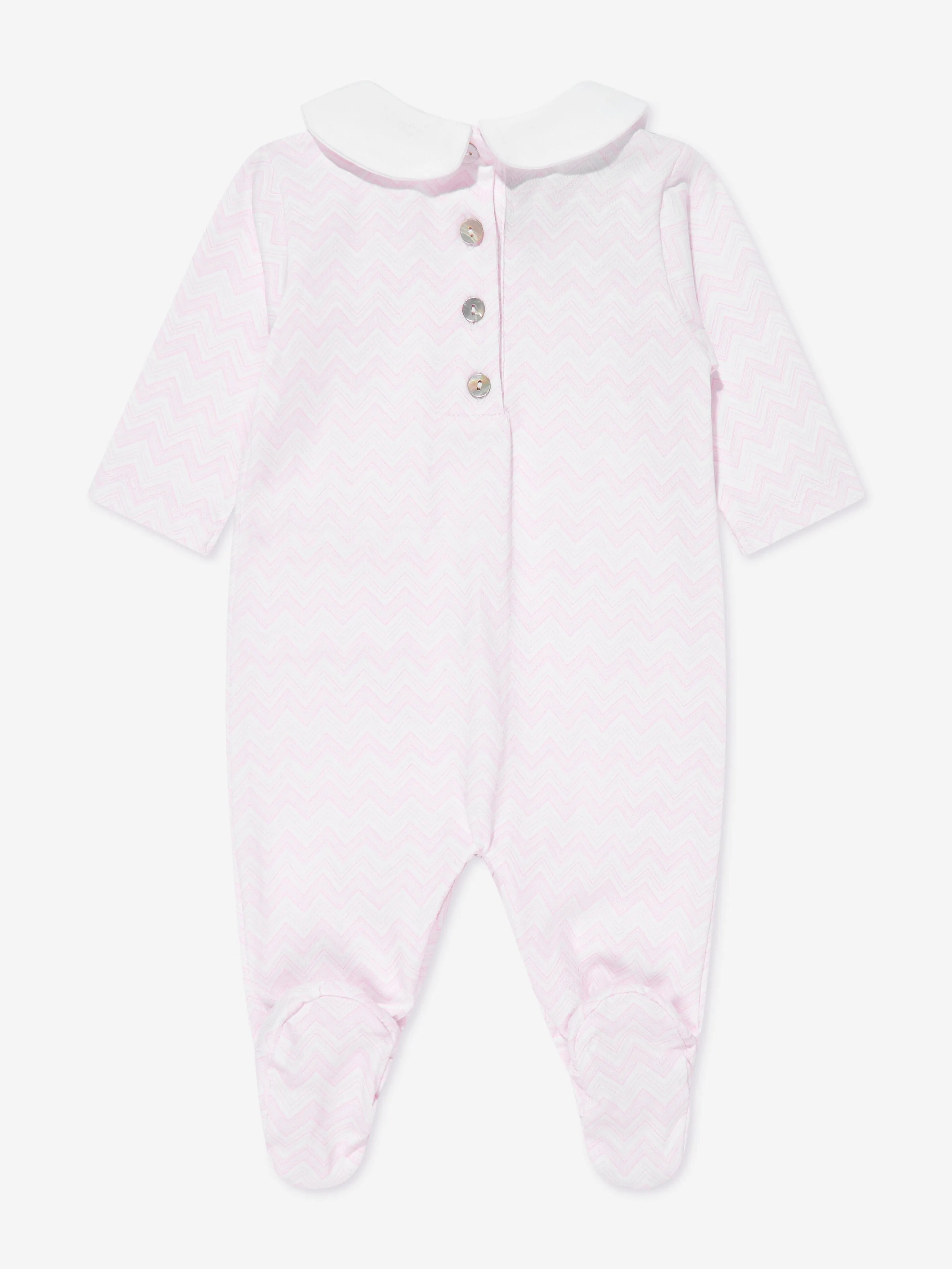Baby Girls Zickzack-Strampler-Set in Rosa