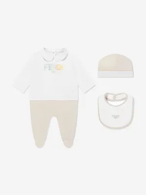 Baby Logo Babygrow-Set in Beige