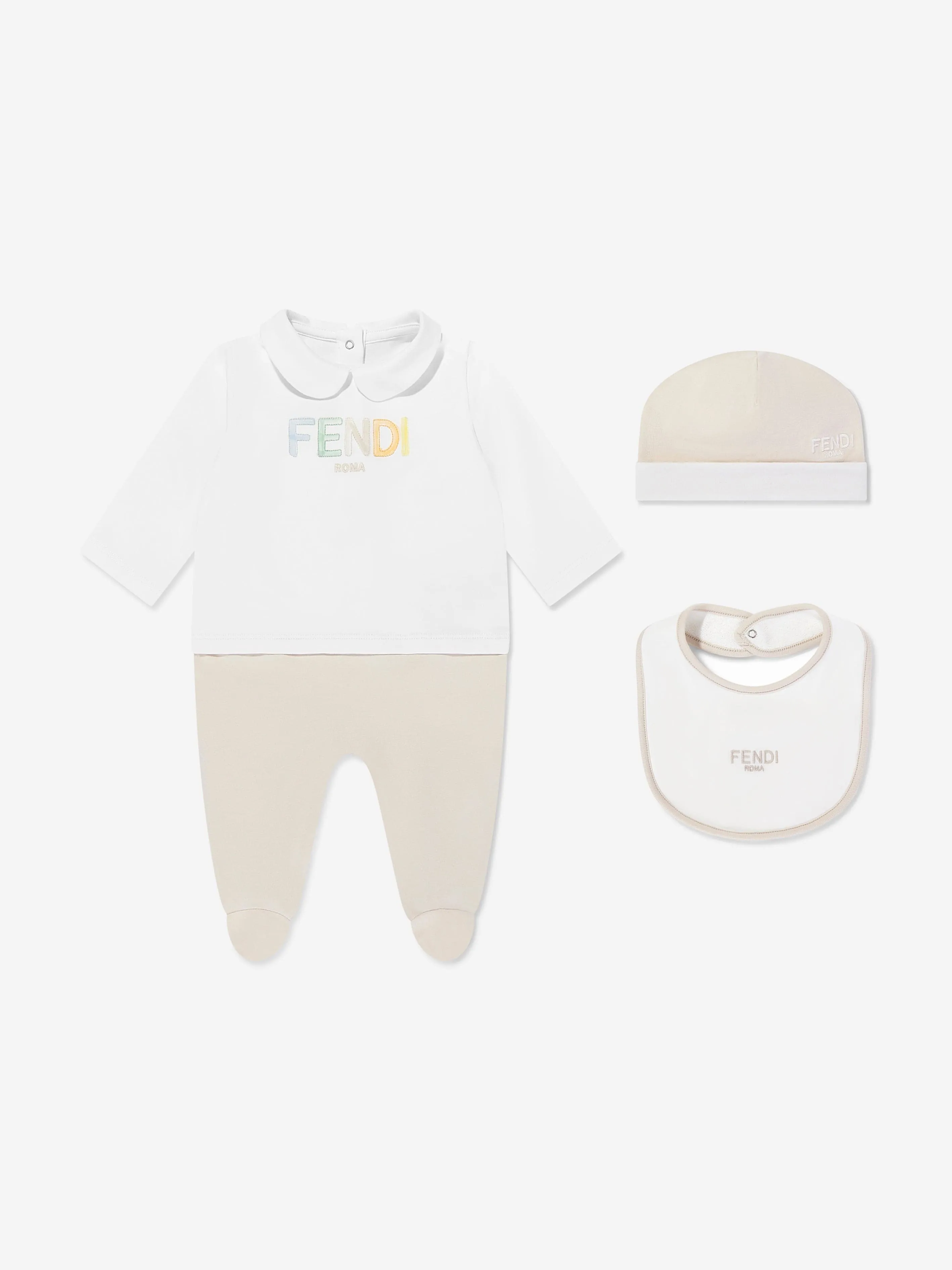 Baby Logo Babygrow-Set in Beige