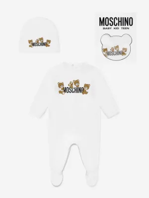 Baby Teddy Bär Logo Babygrow Set in Weiß