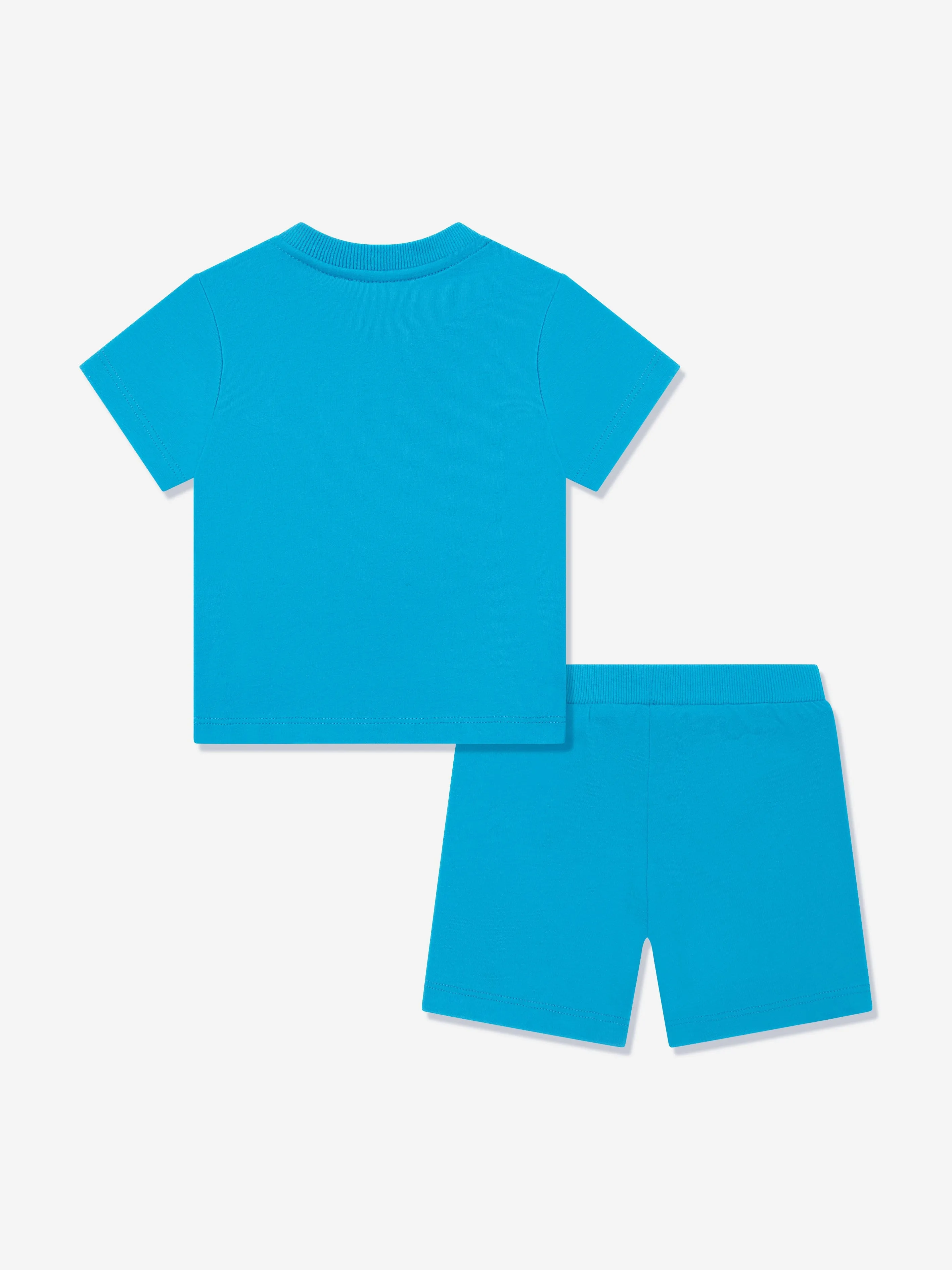 Baby Teddy Bär Logo Kurz-Set in Blau