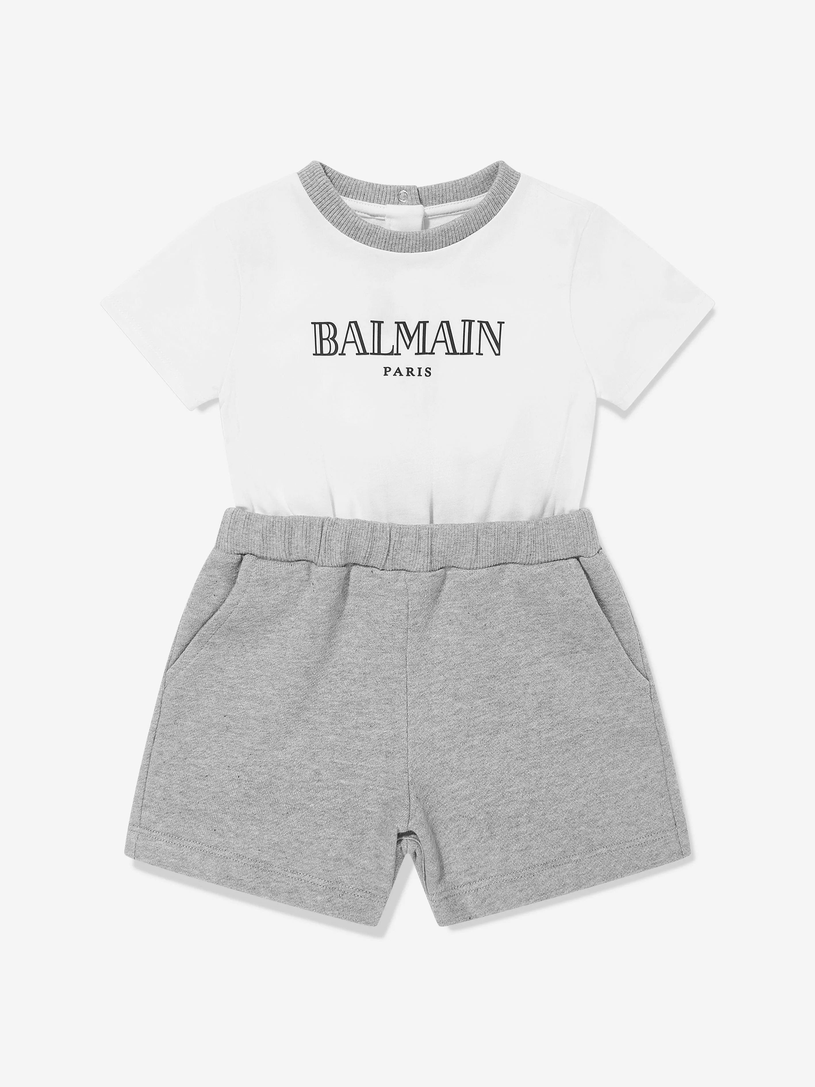 Balmin Baby Boys Logo-Overall in Weiß