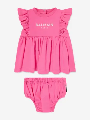 Balmain Baby Mädchen Jersey-Kleid mit Schlüpfer in Rosa