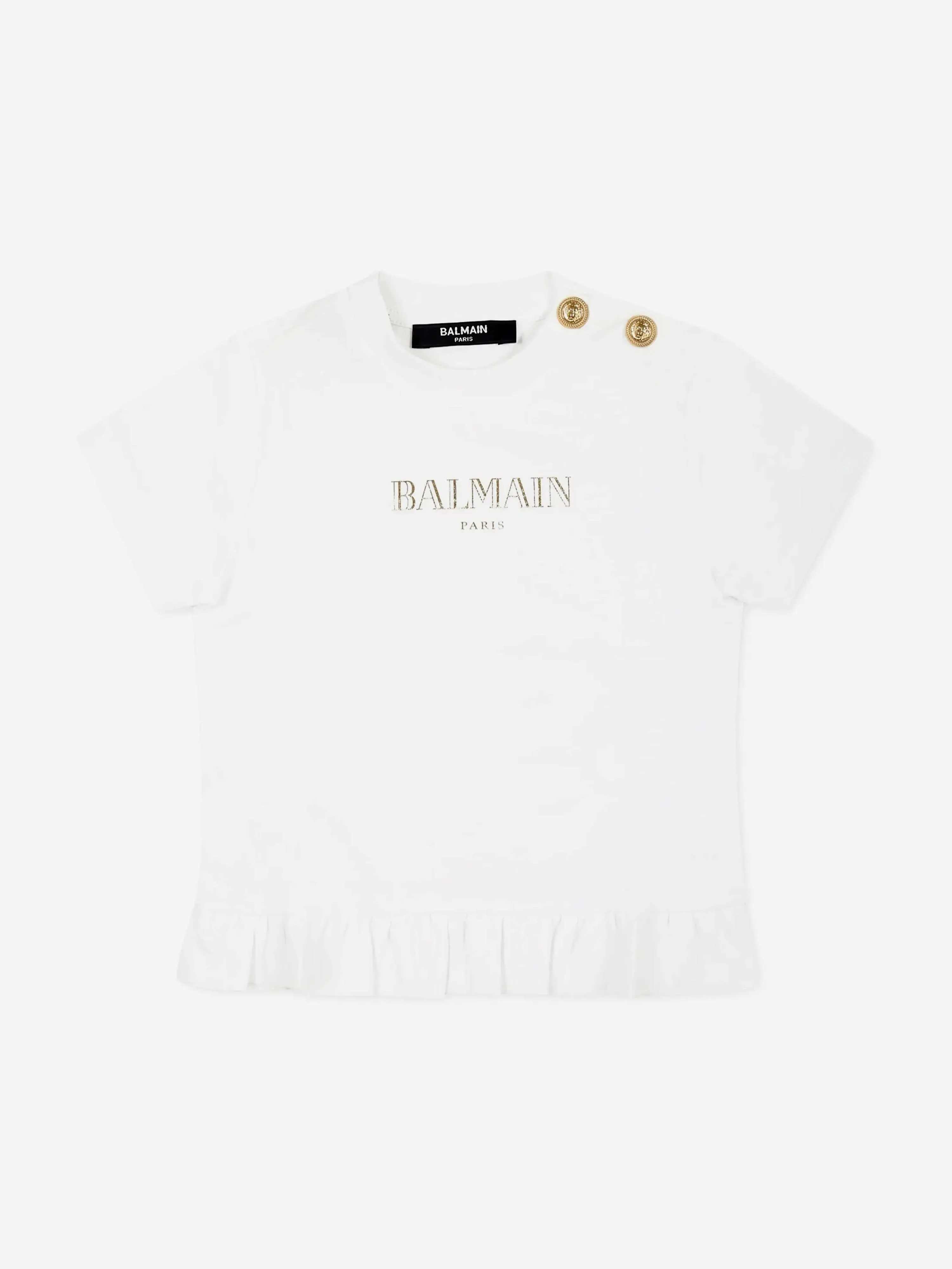 Balmain Baby Girls Logo T-Shirt in Weiß