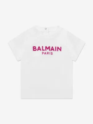 Balmain Baby Logo T-Shirt in Weiß