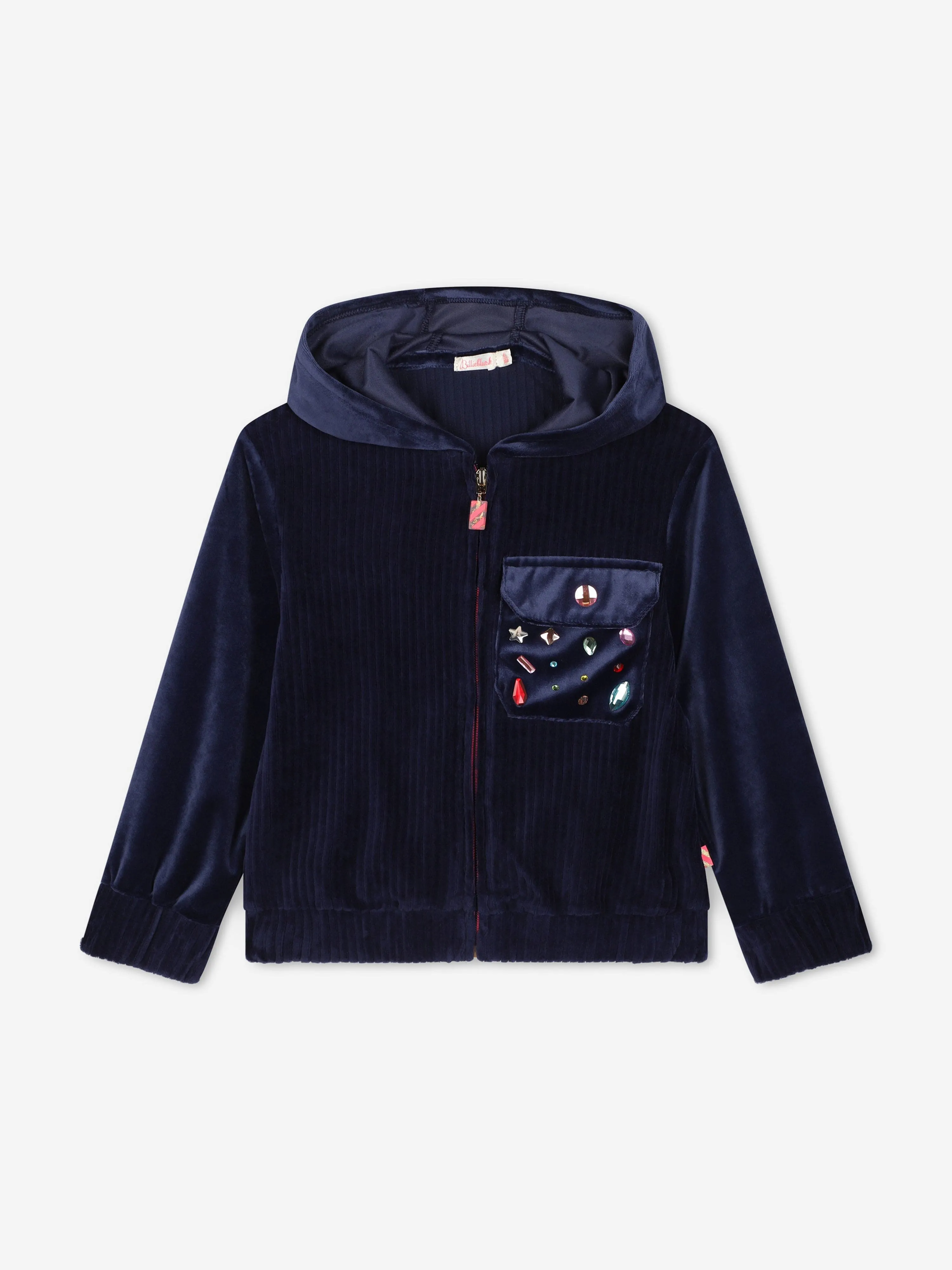 Billieblush Mädchen Velour Reißverschluss Top in Marine