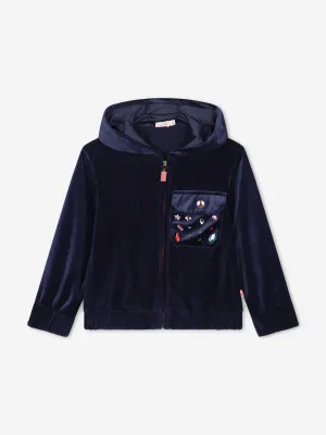 Billieblush Mädchen Velour Reißverschluss Top in Marine