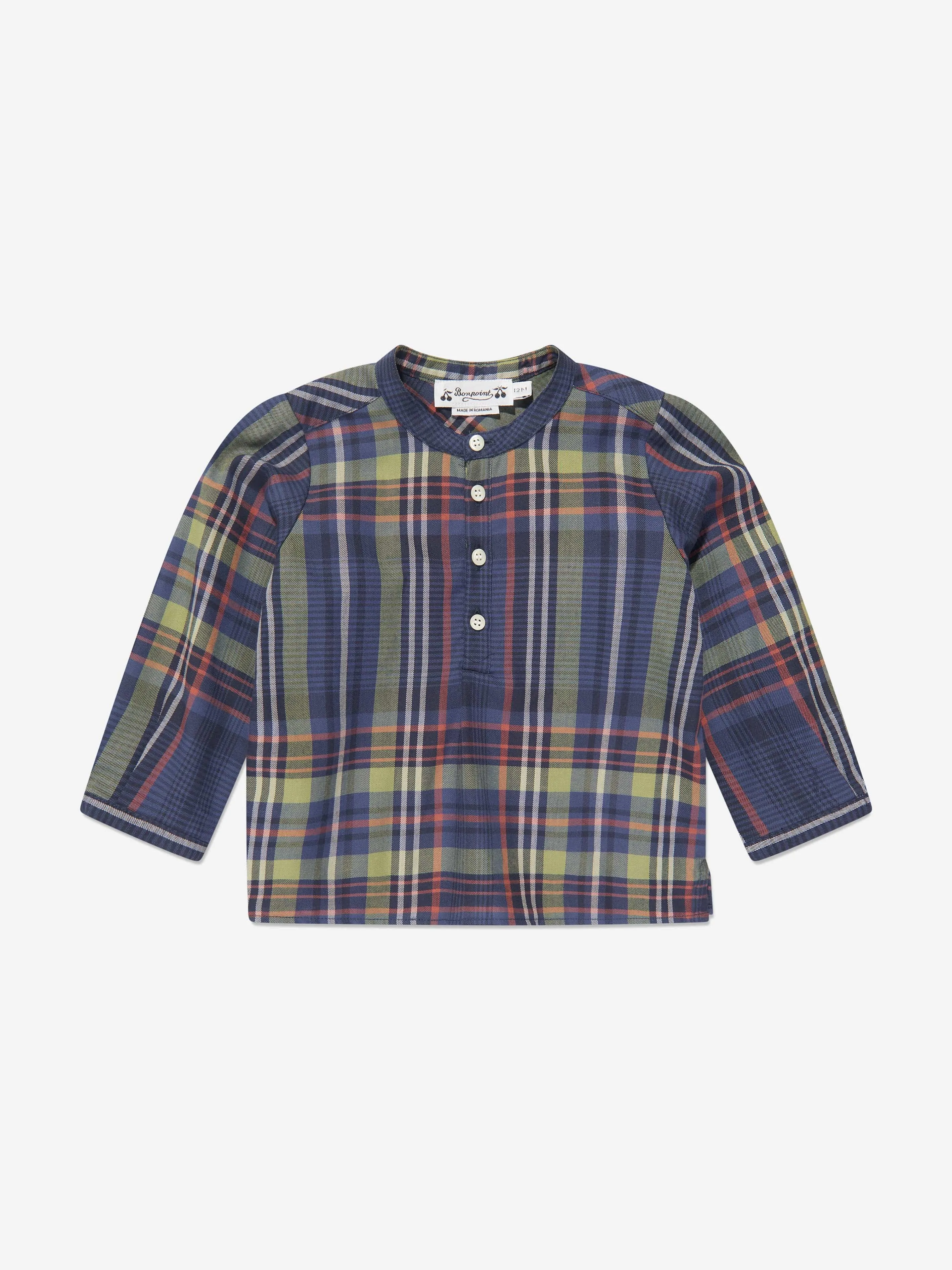 Bonpoint Baby Boys Polisson Tartan Hemd in Marineblau
