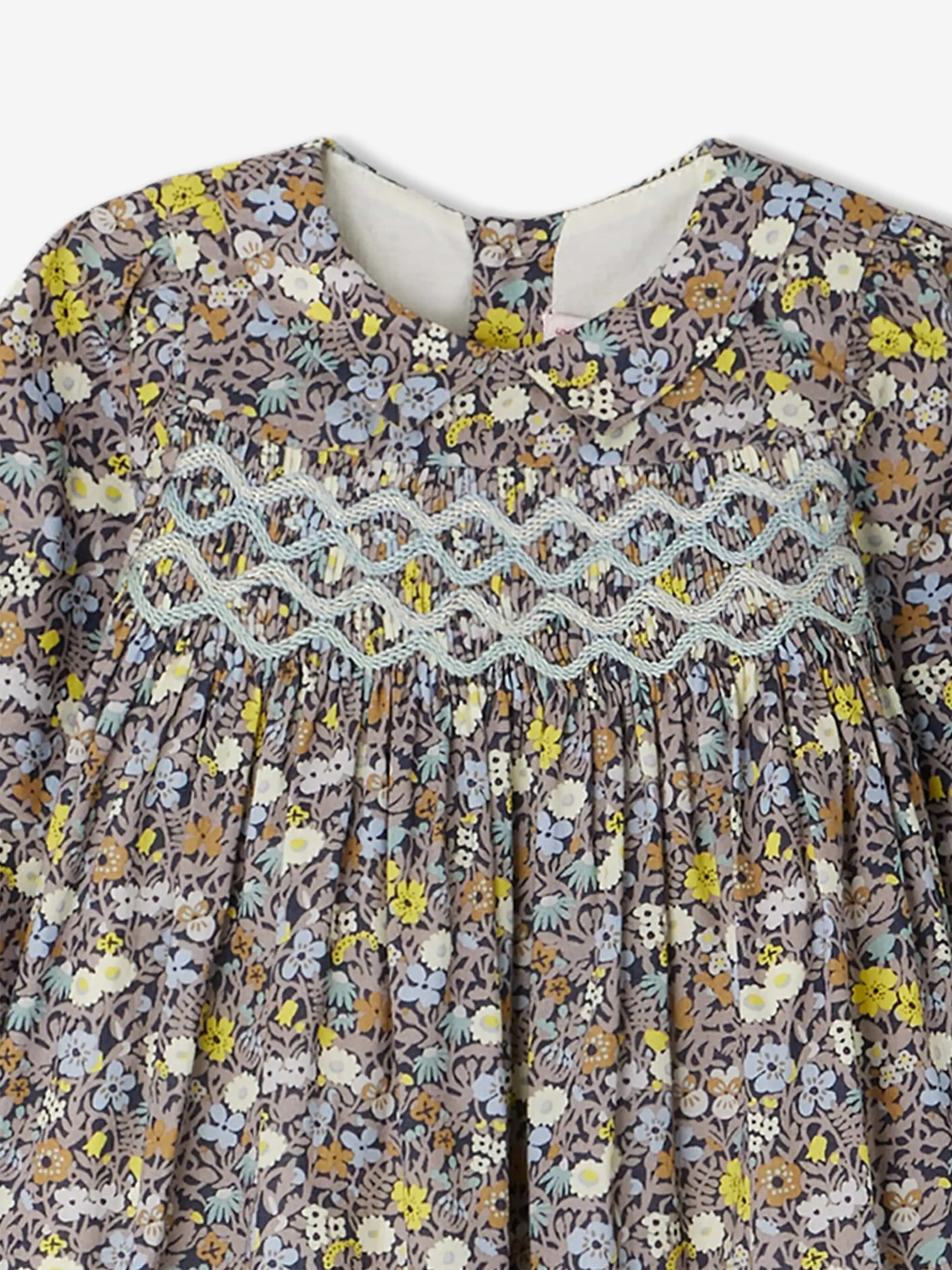 Bonpoint Baby Girls Blumen-Smock-Kleid Trinite in Grau