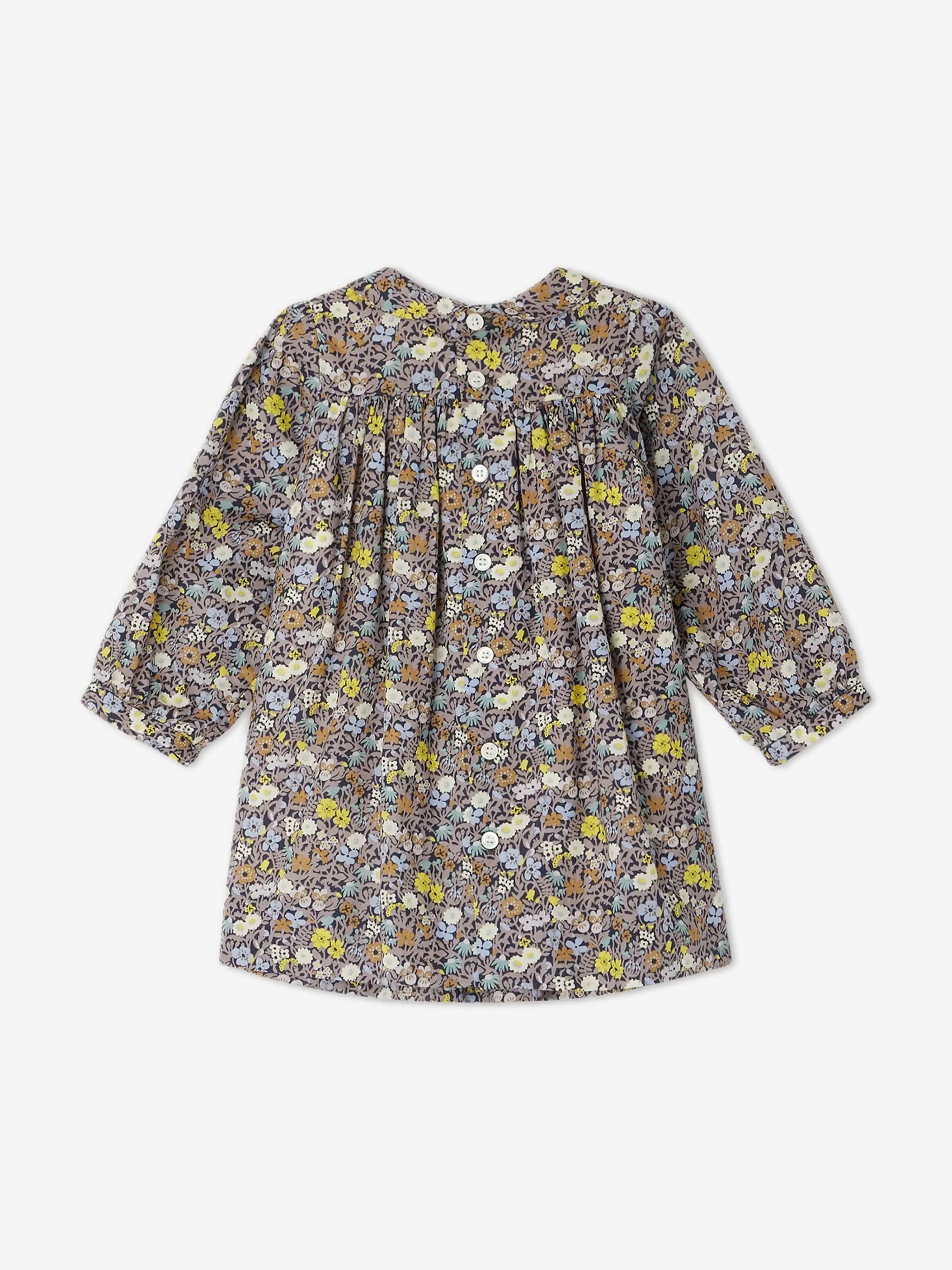 Bonpoint Baby Girls Blumen-Smock-Kleid Trinite in Grau
