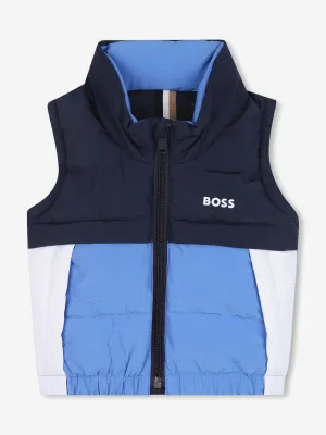 BOSS Baby Boys Down Colourblock Gilet in Marineblau