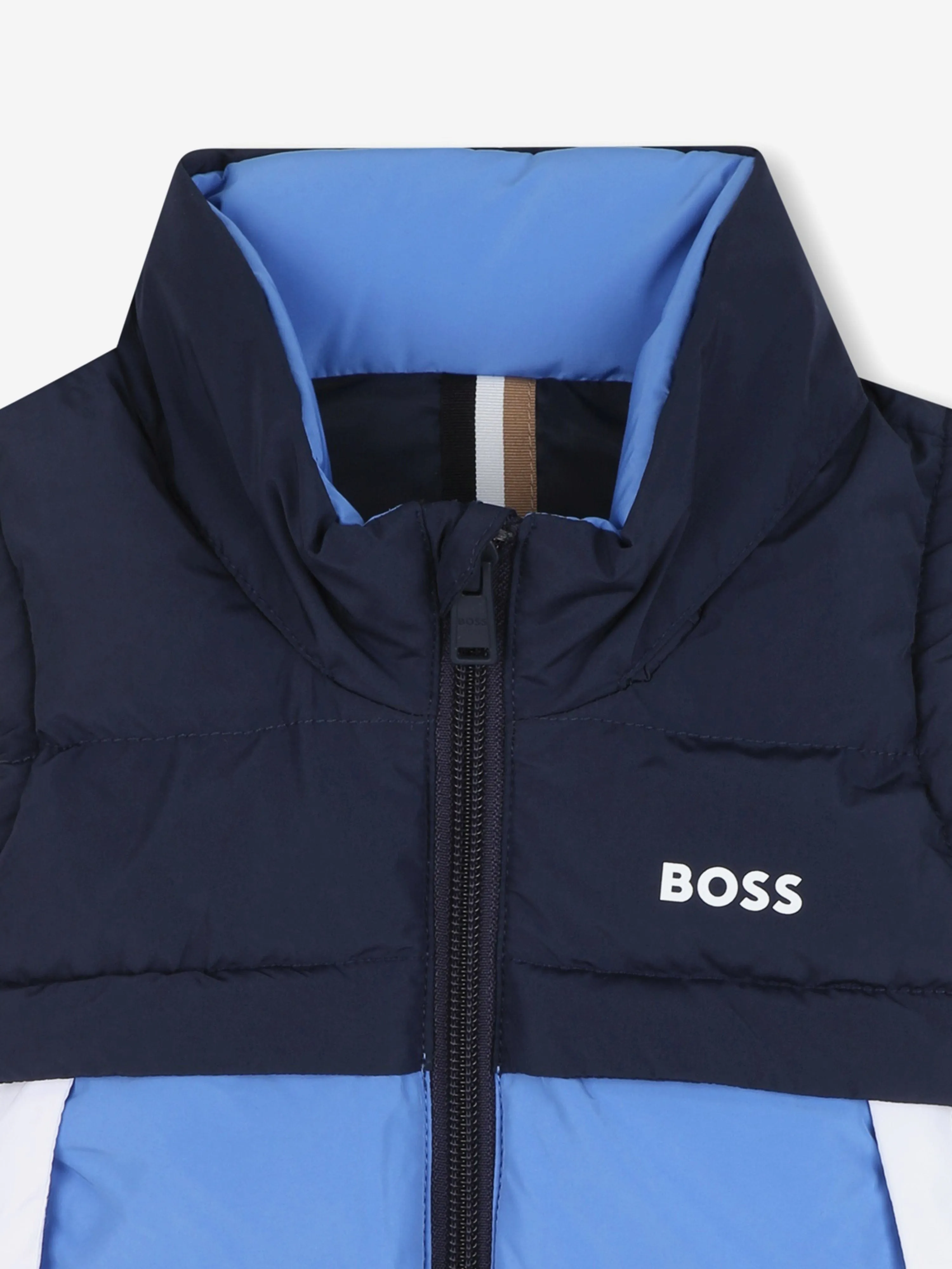 BOSS Baby Boys Down Colourblock Gilet in Marineblau