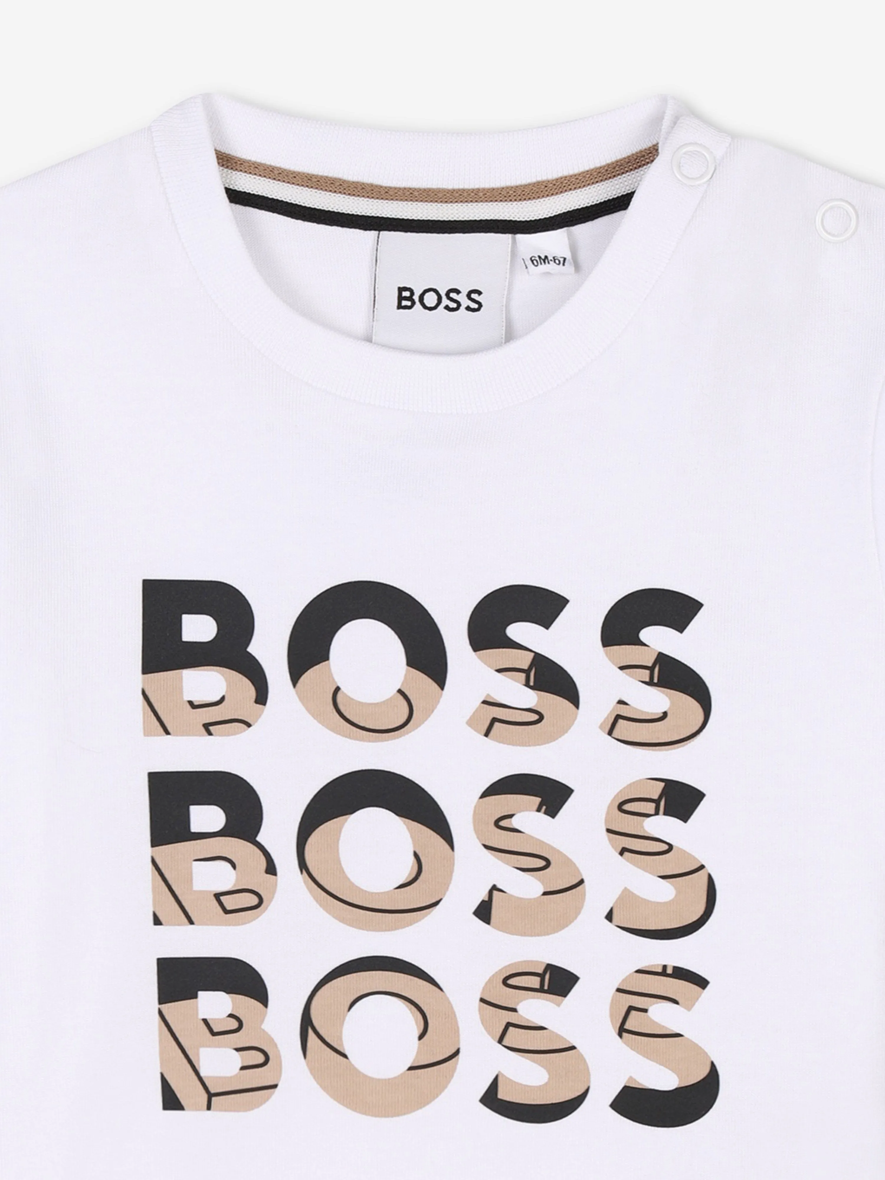 BOSS Baby Boys T-Shirt mit Multi-Logo-Print in Weiß