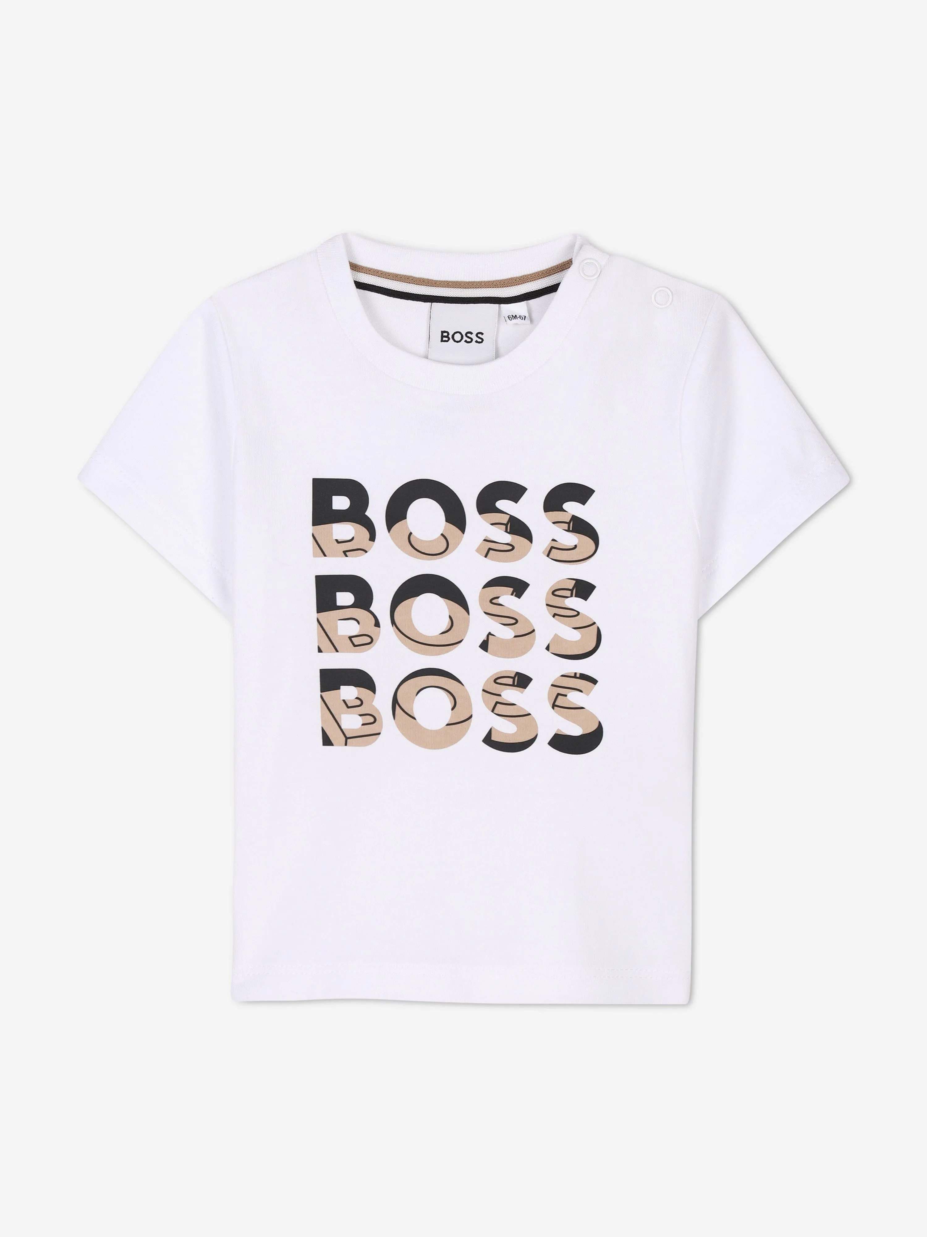 BOSS Baby Boys T-Shirt mit Multi-Logo-Print in Weiß