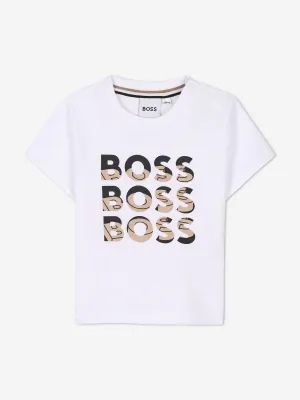 BOSS Baby Boys T-Shirt mit Multi-Logo-Print in Weiß