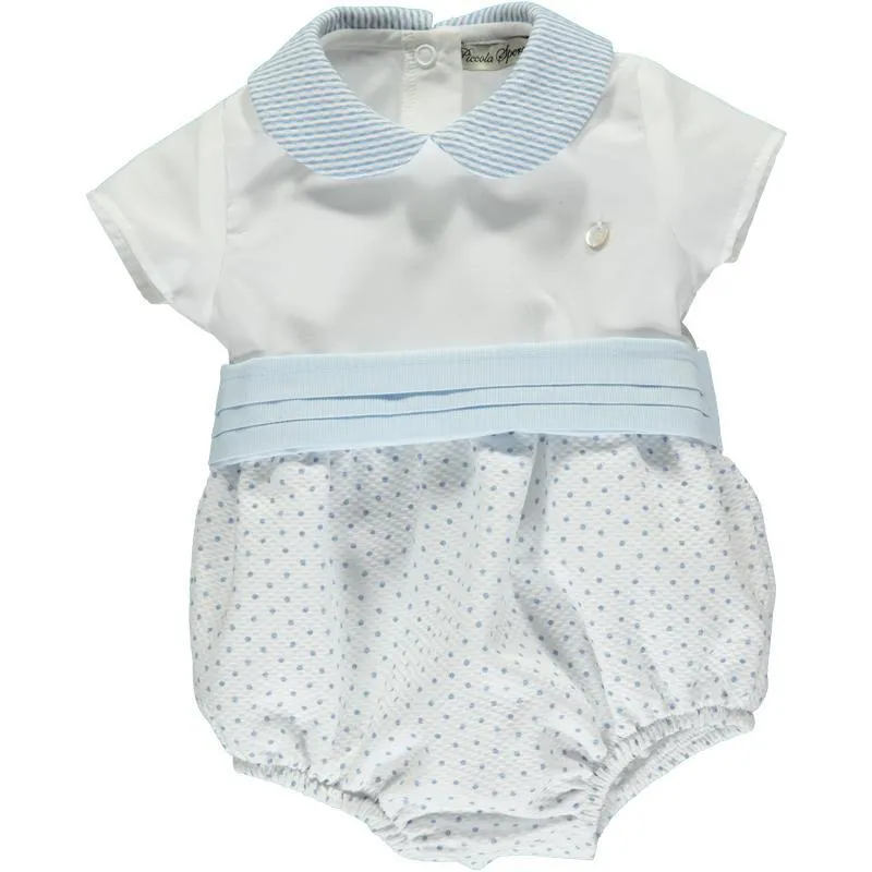 Jungen-Blau & Weiß-Romper