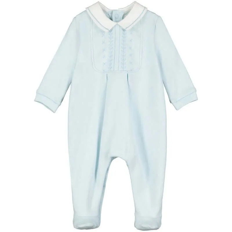 Jungen Blau Baumwolle Bestickter Babybody