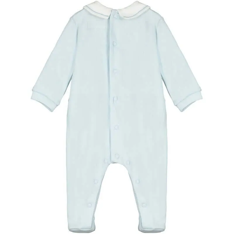 Jungen Blau Baumwolle Bestickter Babybody
