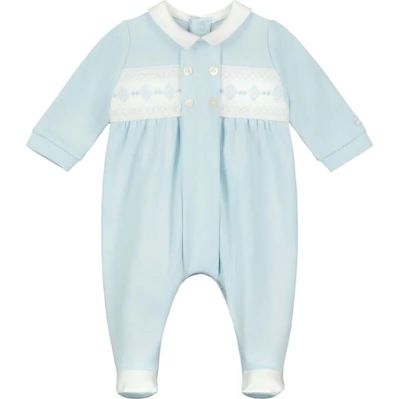 Jungen Blau Baumwolle Gepolsterter Strampler