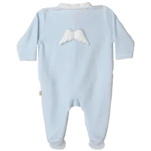 Jungen Blauer Samt Engel Babygrow & Hut