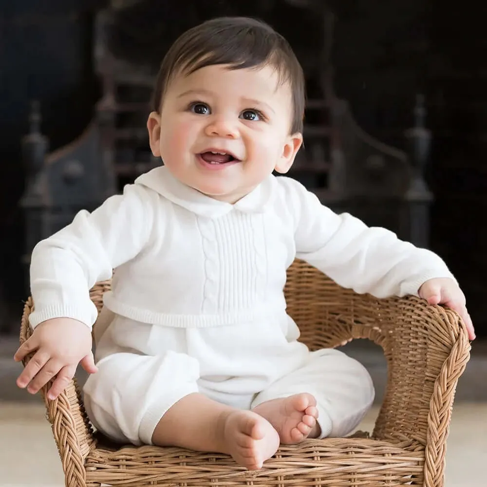Jungen Cream Langston Babygrow mit Mütze