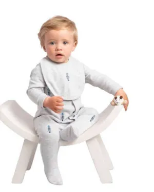 Grauer Soldaten-Babybody mit Lätzchen für Jungen