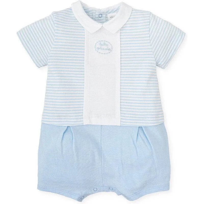 Jungen-Strampler in Hellblau und Weiß