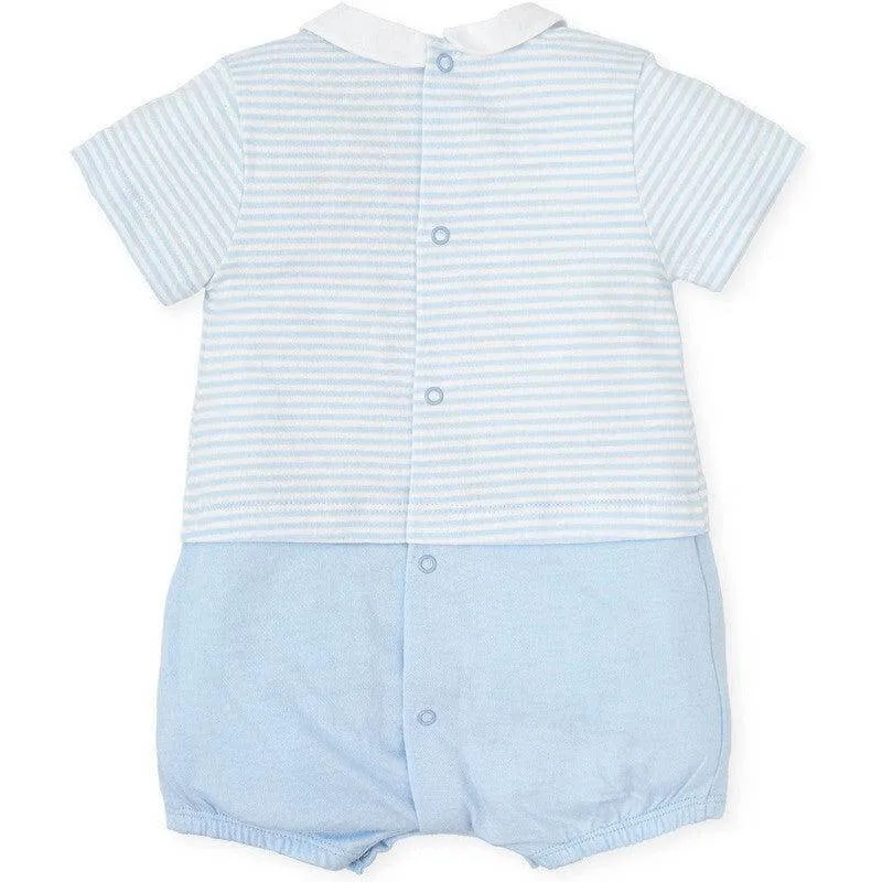 Jungen-Strampler in Hellblau und Weiß