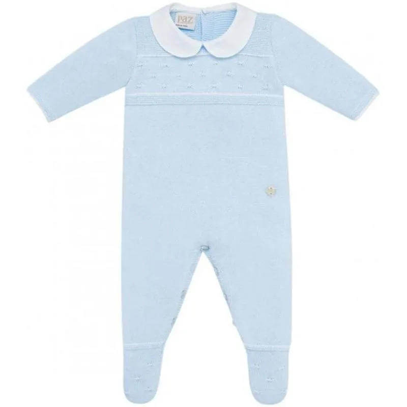 Jungen Hellblau Gestrickter Strampler