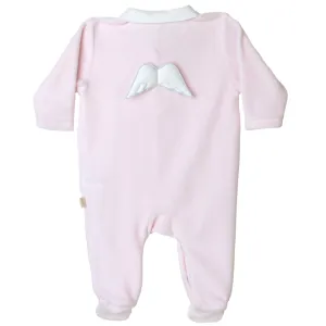Jungen Rosa Velours Engel Babygrow & Hut