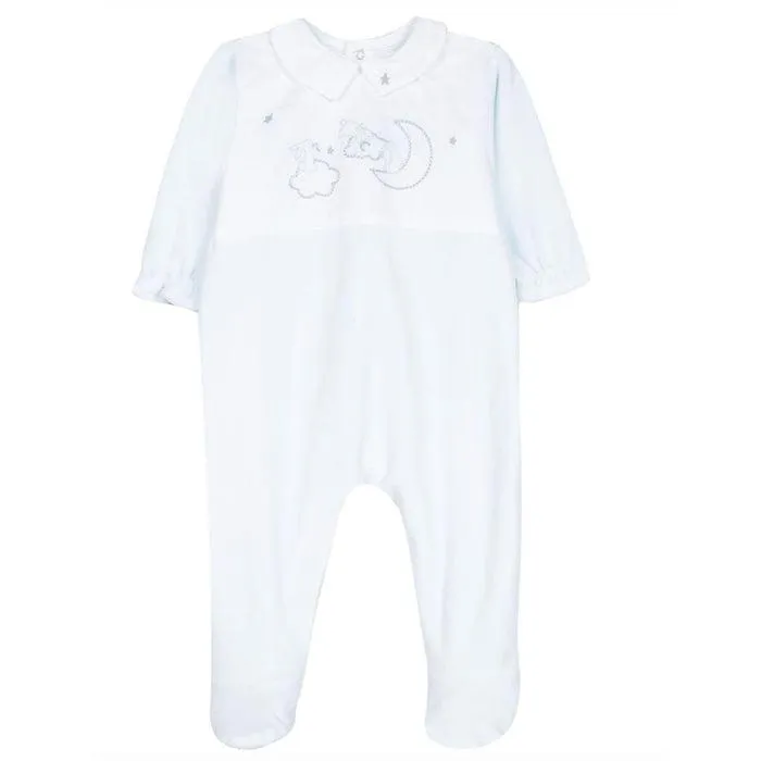 Jungen Himmelblauer Velours-Babybody