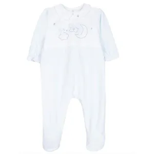 Jungen Himmelblauer Velours-Babybody