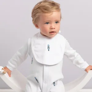 Weißer Soldaten-Babybody für Jungen mit Lätzchen