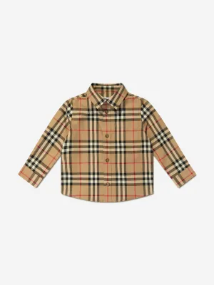 Burberry Baby Boys Owen Langarm-Karohemd in Beige