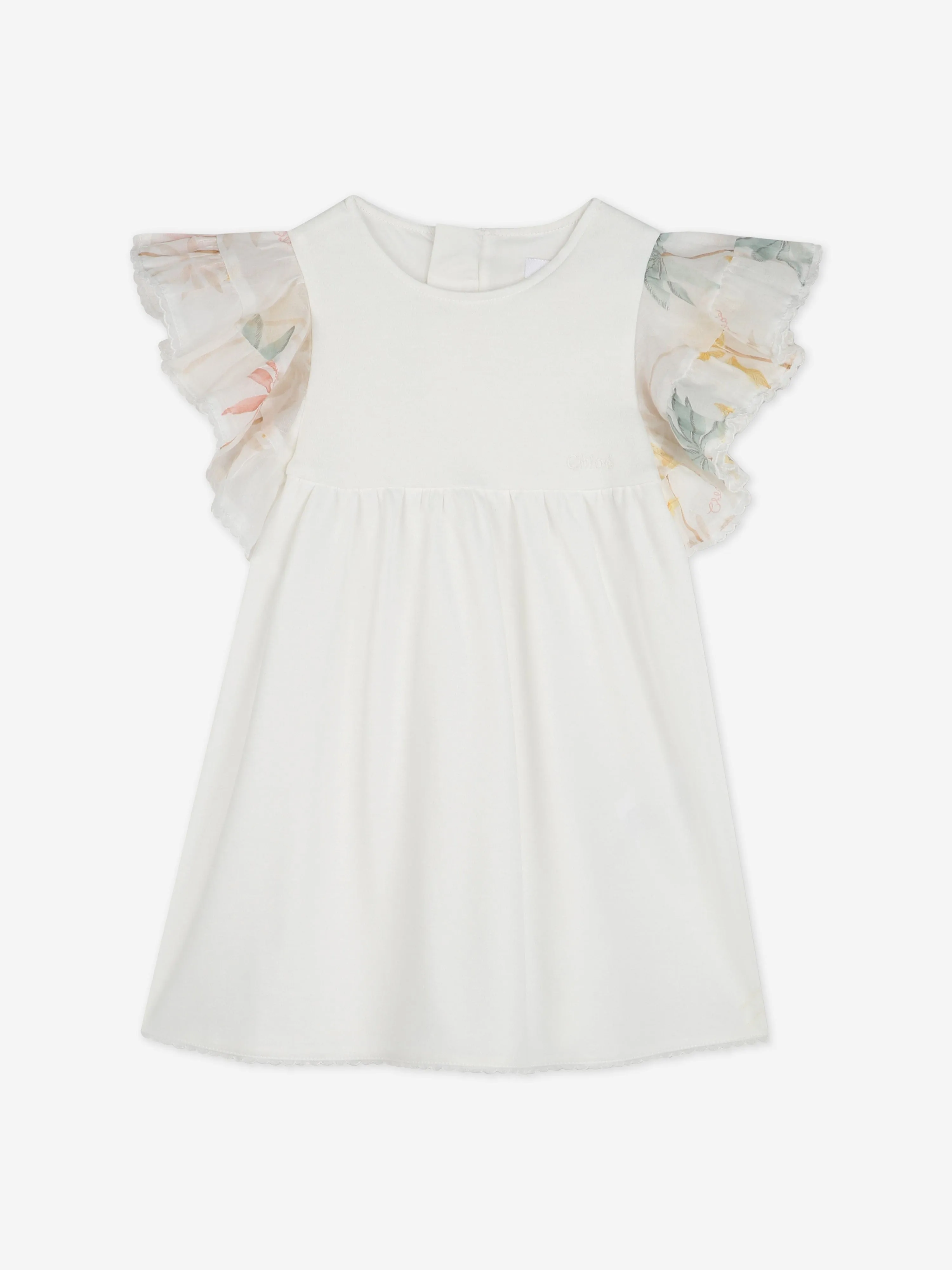 Chloé Baby Girls Palm Grove Rüschenkleid in Elfenbein